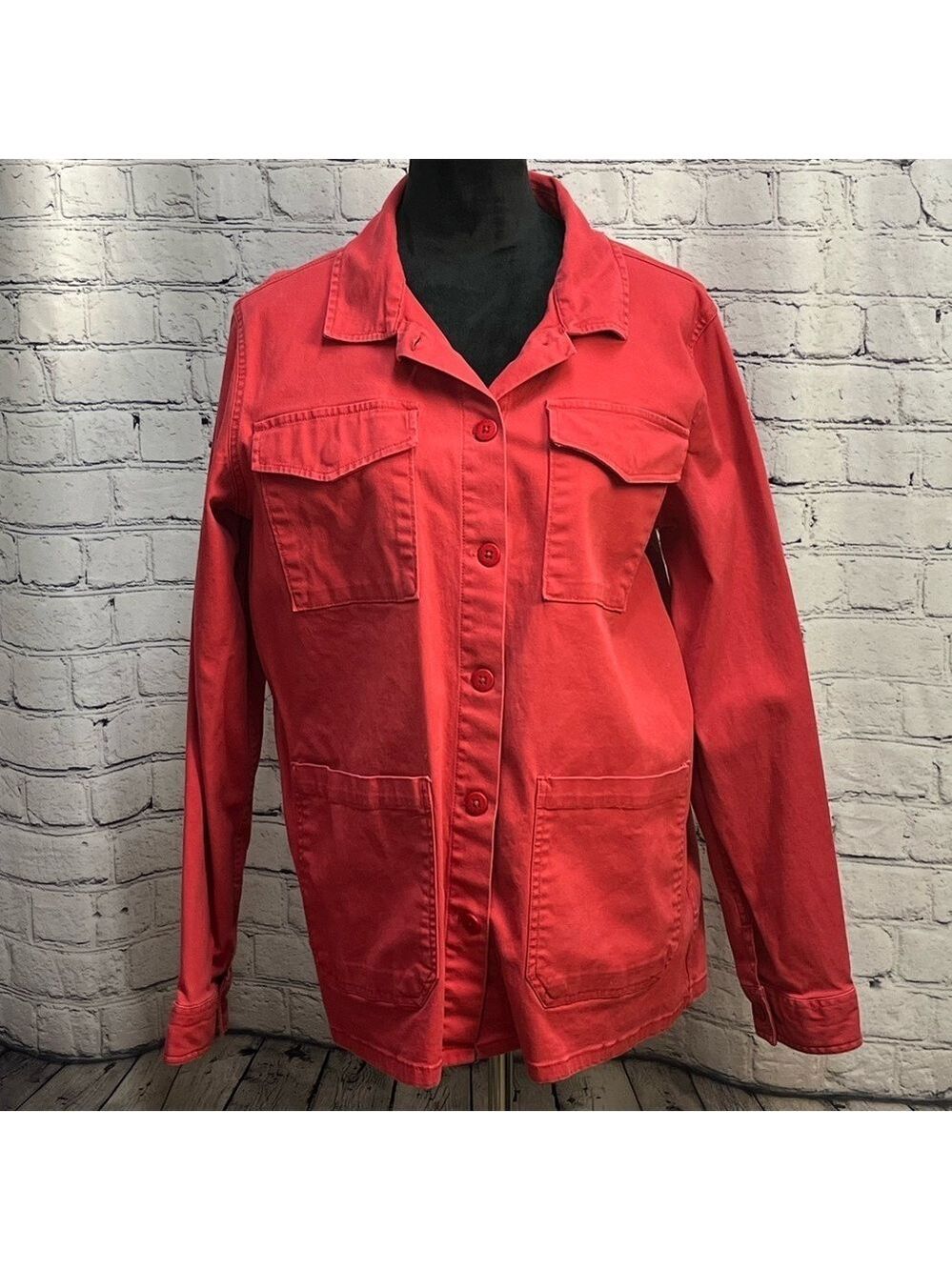 Sanctuary Utility Jacket Size XL Red Orange Color Excellent Condition